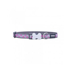 Collare per Cani Red Dingo STYLE HOT PINK ON COOL GREY 15 mm x 24-36 cm Grigio