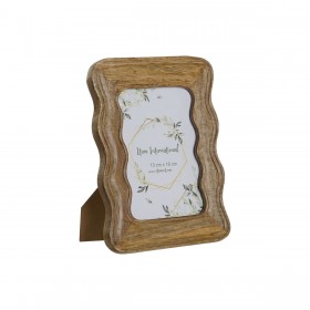Cornice Portafoto Home ESPRIT Naturale Legno di mango Onde Città 21,5 x 1,5 x 26,5 cm