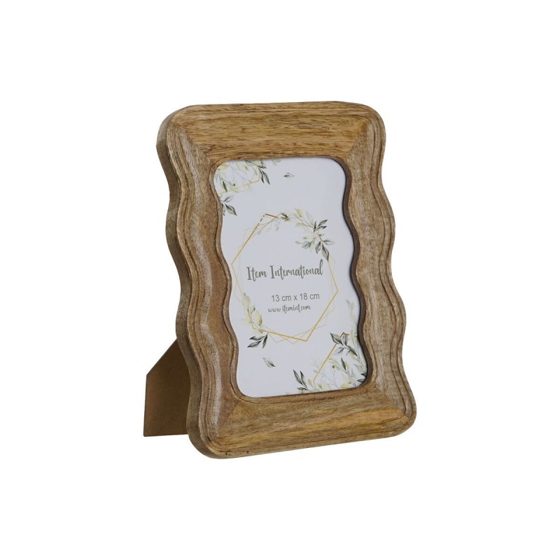 Cornice Portafoto Home ESPRIT Naturale Legno di mango Onde Città 21,5 x 1,5 x 26,5 cm