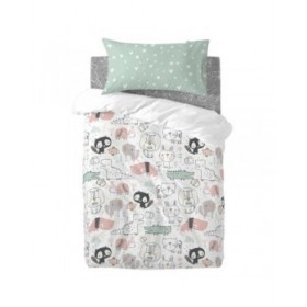Set di copripiumino HappyFriday Moshi Moshi Best Buddies Multicolore Culla Neonato 2 Pezzi