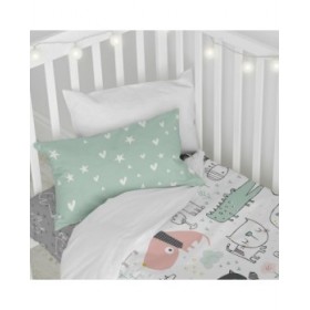 Set di copripiumino HappyFriday Moshi Moshi Best Buddies Multicolore Culla Neonato 2 Pezzi