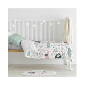 Set di copripiumino HappyFriday Moshi Moshi Best Buddies Multicolore Culla Neonato 2 Pezzi