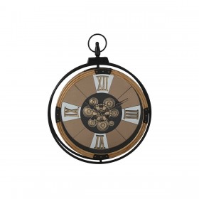 Orologio da Parete Home ESPRIT Nero Dorato Metallo Legno di pino Vintage 60 X 8 X 77 cm