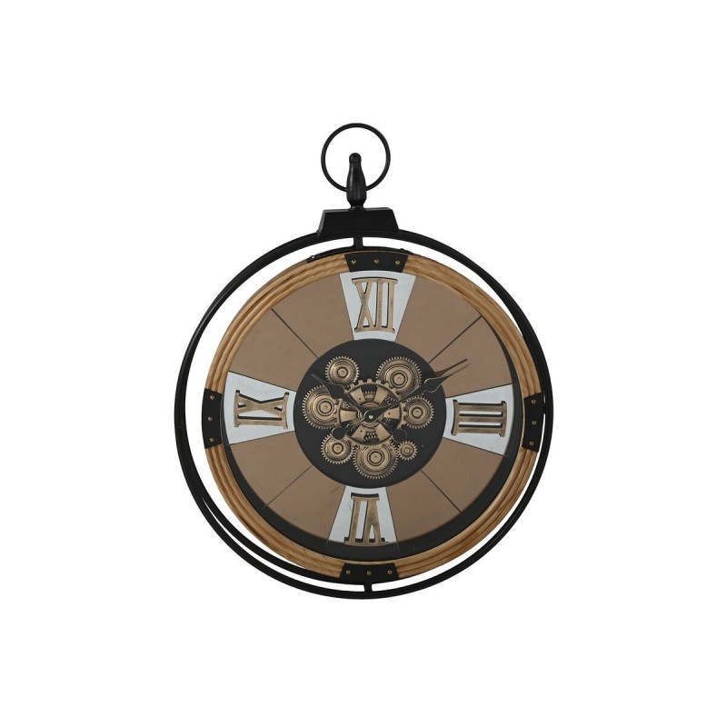 Orologio da Parete Home ESPRIT Nero Dorato Metallo Legno di pino Vintage 60 X 8 X 77 cm