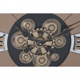 Orologio da Parete Home ESPRIT Nero Dorato Metallo Legno di pino Vintage 60 X 8 X 77 cm