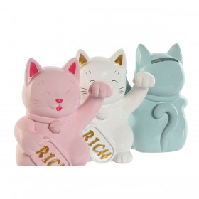 Salvadanaio Home ESPRIT Resina Gatto 12 x 9,5 x 16 cm (3 Unità)