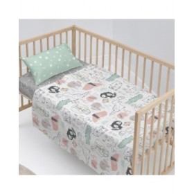 Set di Lenzuola HappyFriday Moshi Moshi Best buddies  Multicolore Culla Neonato 2 Pezzi