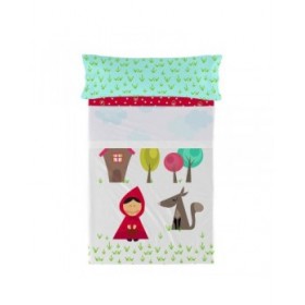 Set di Lenzuola HappyFriday Mr Fox Grandma Multicolore Singolo 2 Pezzi