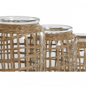Vaso Home ESPRIT Naturale Cristallo 16,5 x 16,5 x 27 cm (3 Pezzi)