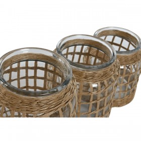 Vaso Home ESPRIT Naturale Cristallo 16,5 x 16,5 x 27 cm (3 Pezzi)