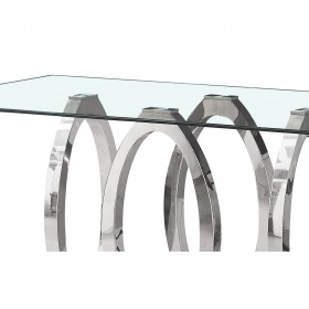 Tavolo da Pranzo Home ESPRIT Acciaio Vetro Temperato 160 x 90 x 76 cm