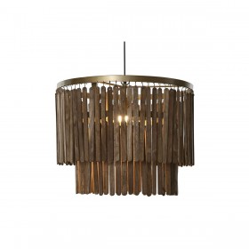 Lampadario Home ESPRIT Marrone Dorato Legno Metallo Legno di mango 50 W 60 x 60 x 48 cm