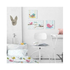 Tela HappyFriday Mr Fox Little birds Multicolore 27 x 27 cm