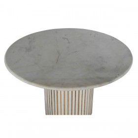 Tavolo da Pranzo Home ESPRIT Bianco Naturale Marmo Legno di mango 120 x 120 x 76 cm
