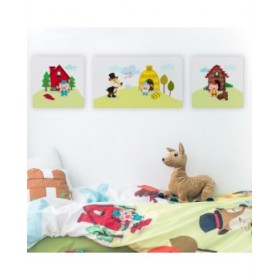 Tela HappyFriday Mr Fox Piggys Multicolore 27 x 27 cm