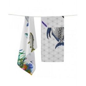 Panno da Cucina HappyFriday Fish Multicolore 70 x 50 cm (2 Unità)