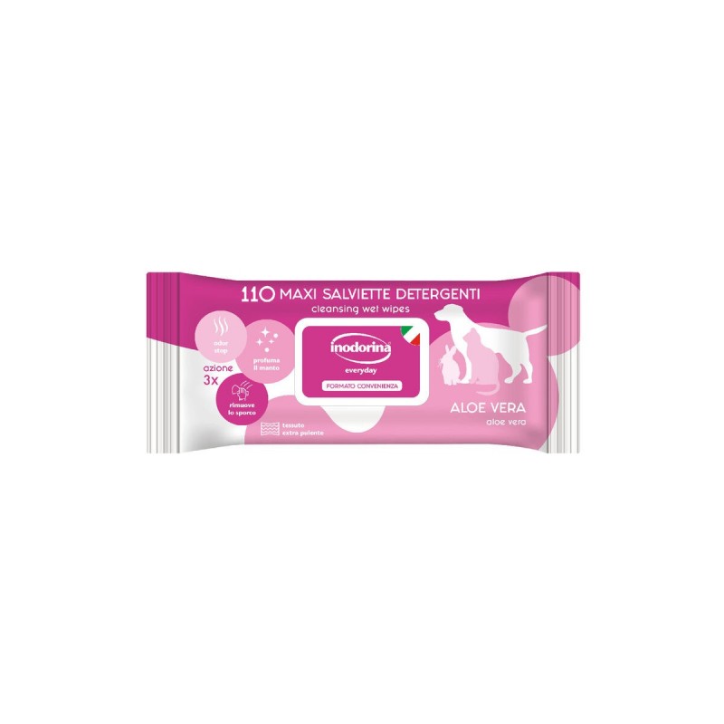 Salviettine Inumidite per Animali Domestici Inodorina Aloe Vera 110 Unità