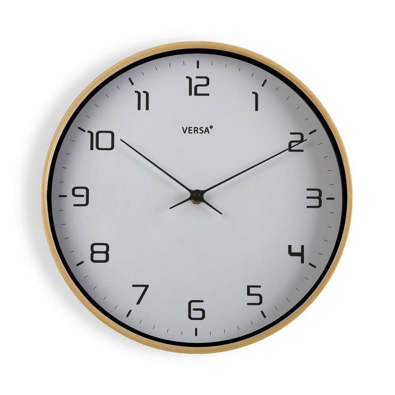 Orologio da Parete Versa Legno Bianco 30,5 x 4,3 x 30,5 cm Quarzo Poliuretano