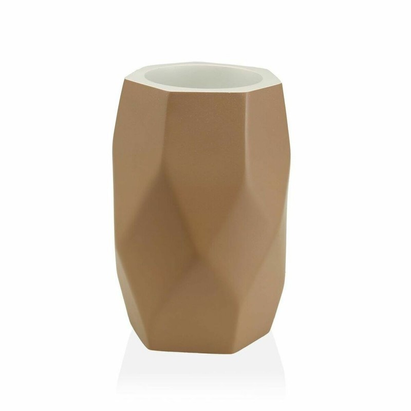 Portaspazzolini da Denti Versa Amanda Beige Resina (8,4 x 11 x 8,4 cm)