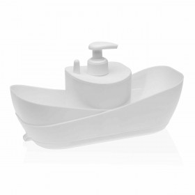 Dispenser di Sapone 2 in 1 per Lavandino Versa Bianco polipropilene (11 x 26 x 10 cm)