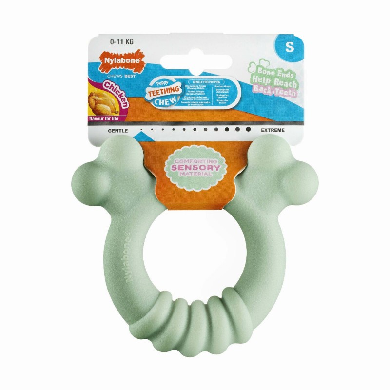 Giocattolo da mordere per cani Nylabone SENSORY TACTILE RING Verde Burro Di Arachidi Pollo S