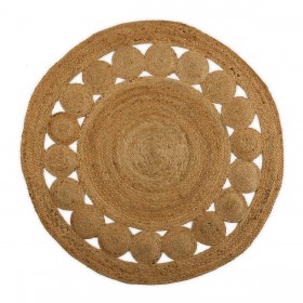 Tappeto Versa Ø 120 cm Cerchi Rattan Juta