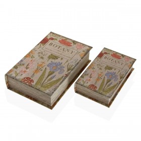 Scatola Decorativa Versa Botany Libro Tela Legno MDF 7 x 27 x 18 cm
