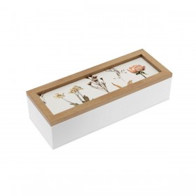 Scatola Decorativa Versa Fiori Legno MDF 9 x 6 x 24 cm