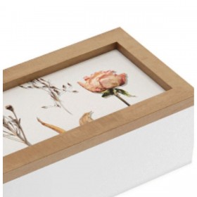 Scatola Decorativa Versa Fiori Legno MDF 9 x 6 x 24 cm