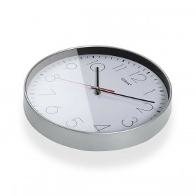 Orologio da Parete Versa Bianco Argentato Plastica Quarzo 4,3 x 30,5 x 30,5 cm