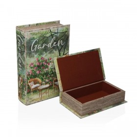 Set di Scatole Decorative Versa Garden Tela Legno MDF Libro 7 x 27 x 18 cm