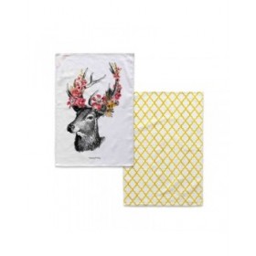 Panno da Cucina HappyFriday Reindeer Multicolore 70 x 50 cm (2 Unità)