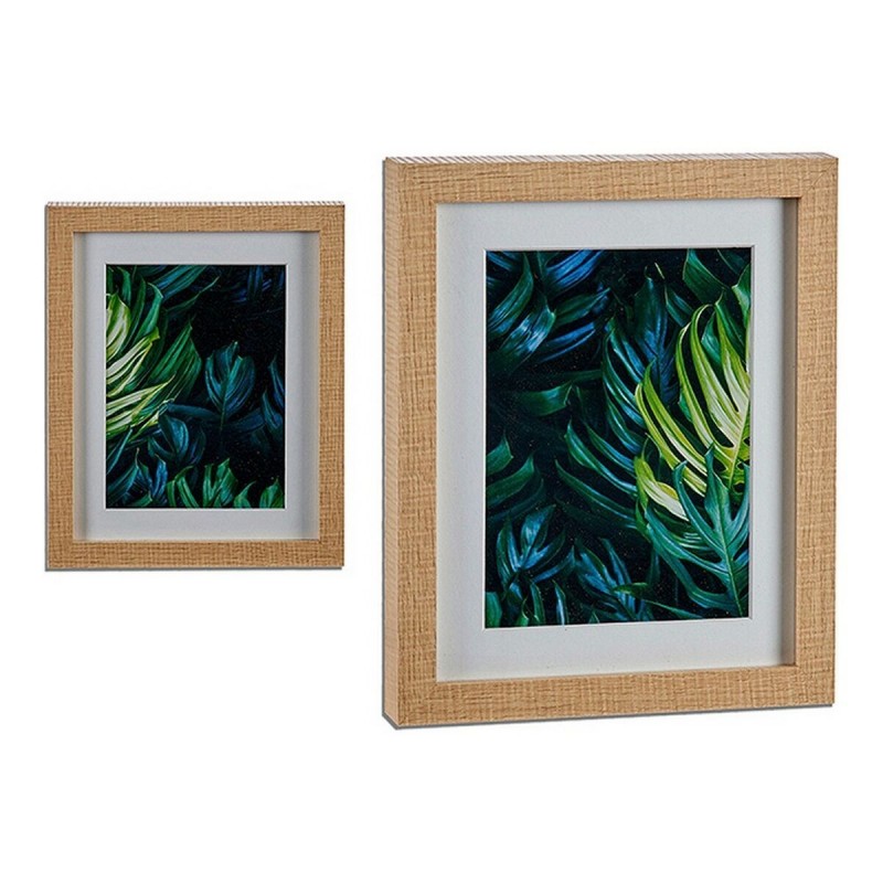 Quadro Foglia della pianta Verde Marrone Vetro Truciolare 23 x 3 x 28 cm