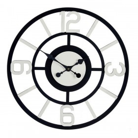 Orologio da Parete Bianco Nero Metallo MDF (60 x 3,5 x 60 cm)