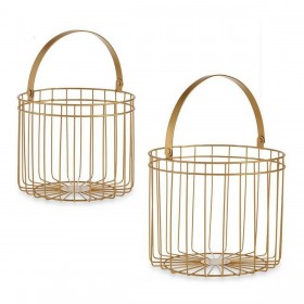 Cestino Dorato Metallo 25 x 35 x 25 cm Cilindrica (2 pcs)