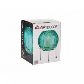 Vaso Azzurro Sfera 14,5 x 19,5 x 14,5 cm Argentato Metallo Vetro