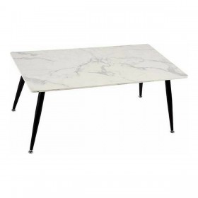 Tavolino da Caffè Bianco Nero Marmo Metallo Melammina Legno MDF 60 x 110 x 45 cm