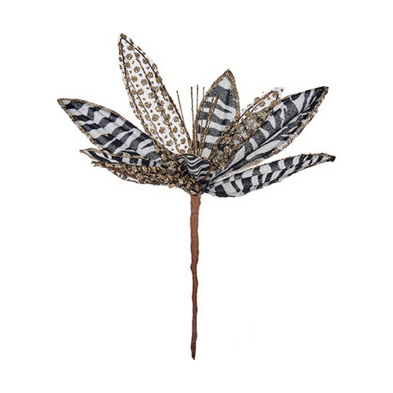 Fiore Decorativo Natale Nero Bianco Plastica 25 x 27 x 25 cm