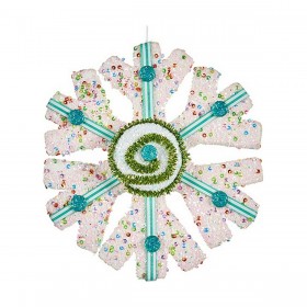 Decorazione Natalizia Azzurro Fiocchi di neve 17 x 6 x 17 cm Bianco Verde