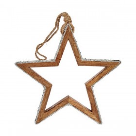 Decorazione Natalizia Stella Porporina Sagoma 23 x 2,5 x 40 cm Argentato Legno