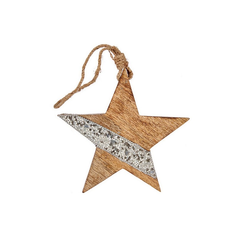 Decorazione Natalizia Stella 17 x 2,5 x 34 cm Argentato Legno