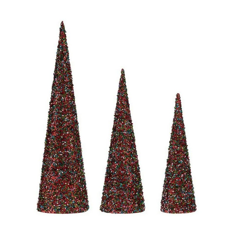 Decorazione Coni Natale Paillettes 3 Pezzi Azzurro Fucsia