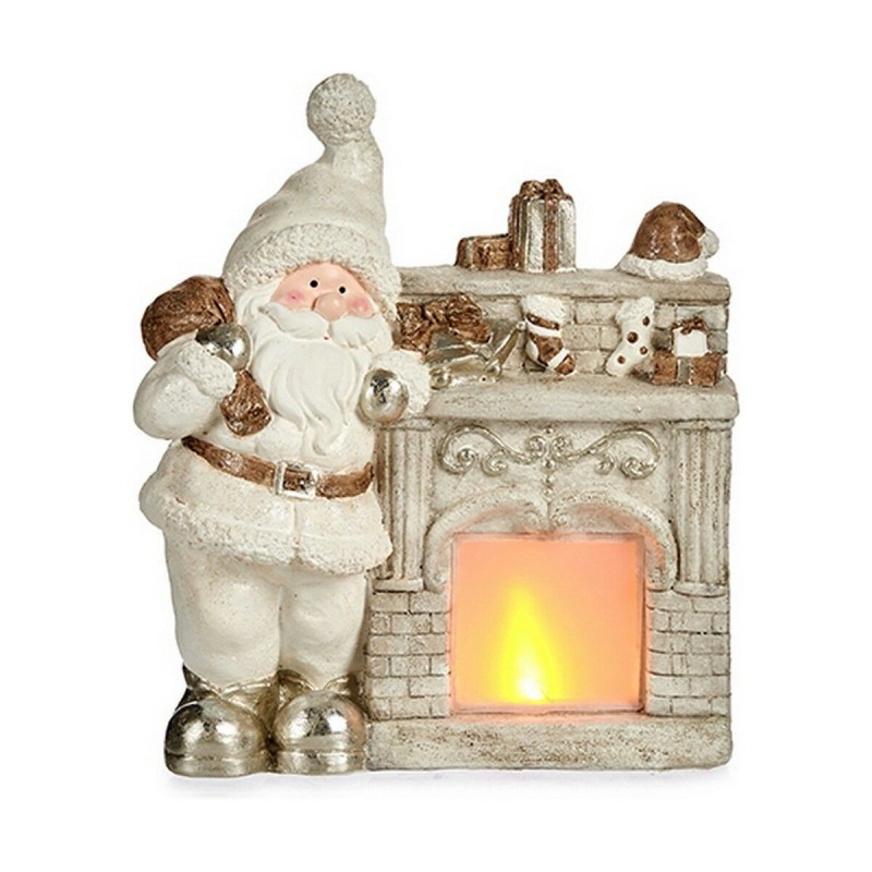 Statua Decorativa Babbo Natale Luce LED 16 x 44 x 35 cm Bianco Poliresina