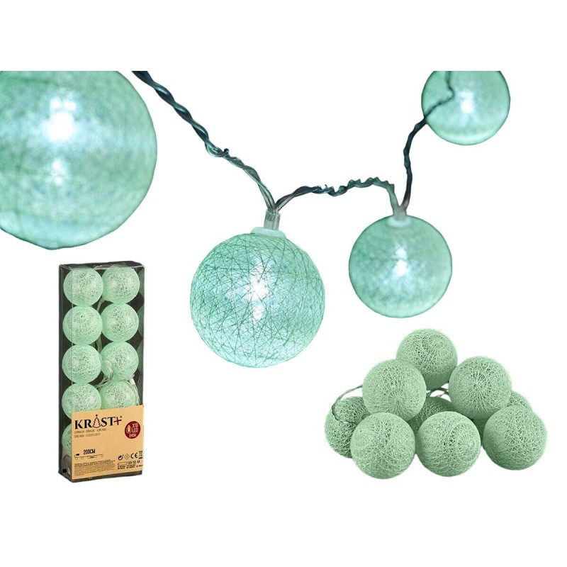 Ghirlanda con Sfere LED Ø 6 cm Menta 2 m