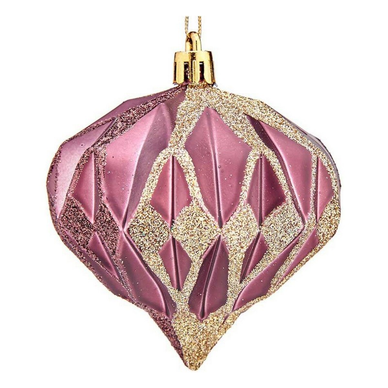 Palle di Natale Diamante Ø 8 cm 6 Unità Rosa Plastica