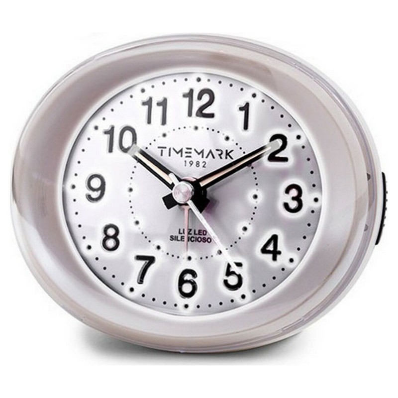 Orologio-Sveglia Analogico Timemark Bianco Luce LED Silenzioso Snooze Modalità notte 9 x 9 x 5,5 cm (9 x 9 x 5,5 cm)