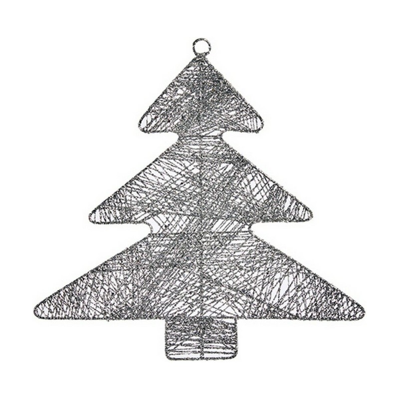 Decorazione Natalizia Argentato Albero di Natale 36,7 x 0,2 x 37,5 cm Metallo Plastica