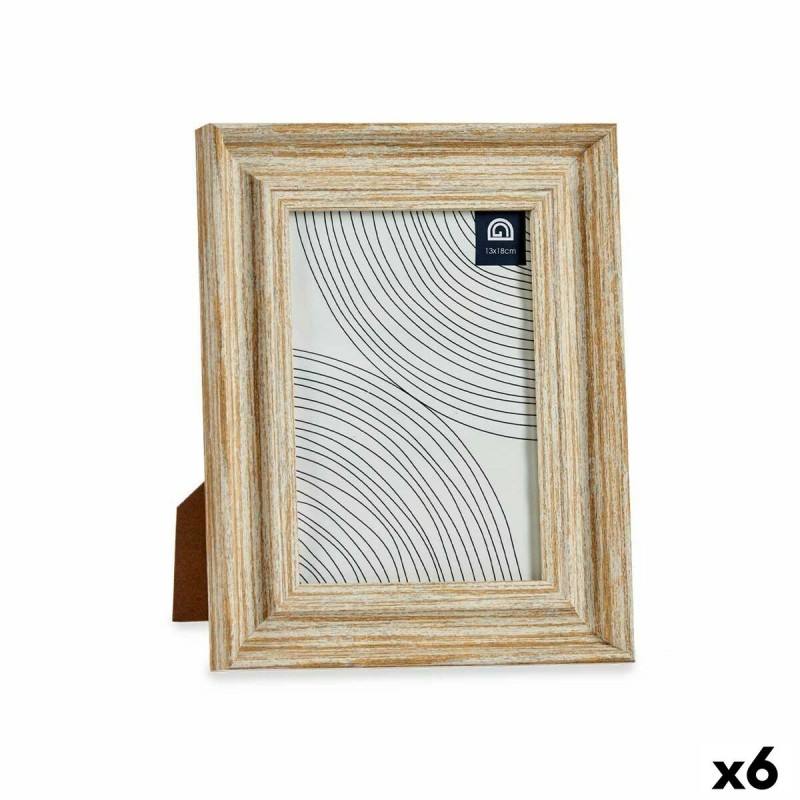 Cornice Portafoto Cristallo Dorato Legno Marrone Plastica (19 x 2 x 24 cm) (6 Unità)