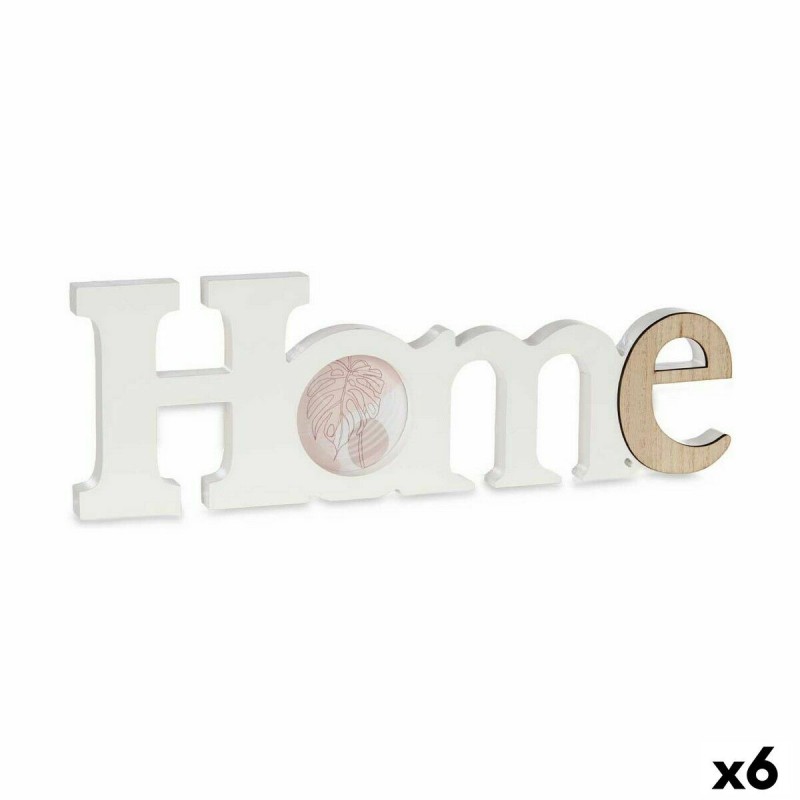 Cornice Portafoto Home Bianco Marrone Legno MDF 40 x 13,5 x 1,7 cm (6 Unità)