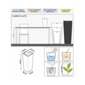 Vaso Lechuza 40 x 40 x 105 cm Plastica Rettangolare